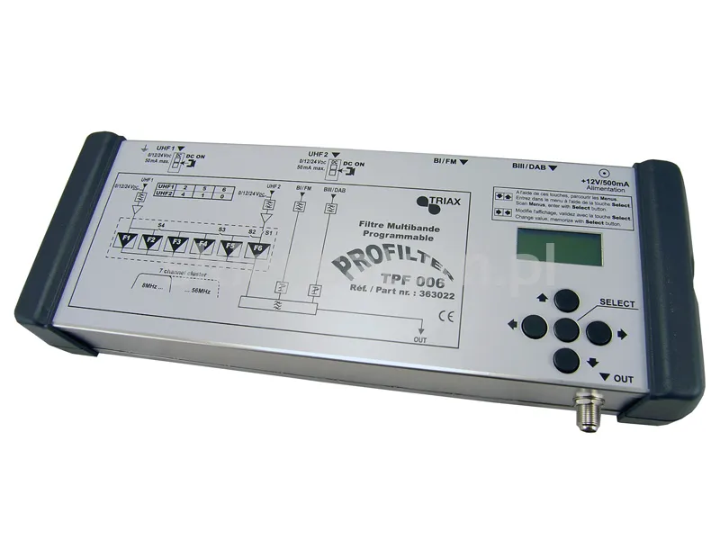 Filtr programowalny Triax TPF 006, UHF/UHF/FM/VHF, pasywny.