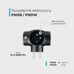 Rozgałęźnik elektryczny 3 gniazda uziemienie DPM P901B, czarny
