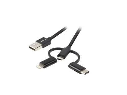 Przewód 3w1 USB-A - Micro USB + Lightning + USB-C