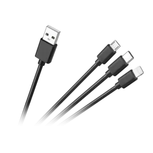 Kabel połączeniowy 3w1, USB A - micro/C/lightning 1.2m, Cabletech KPO3945