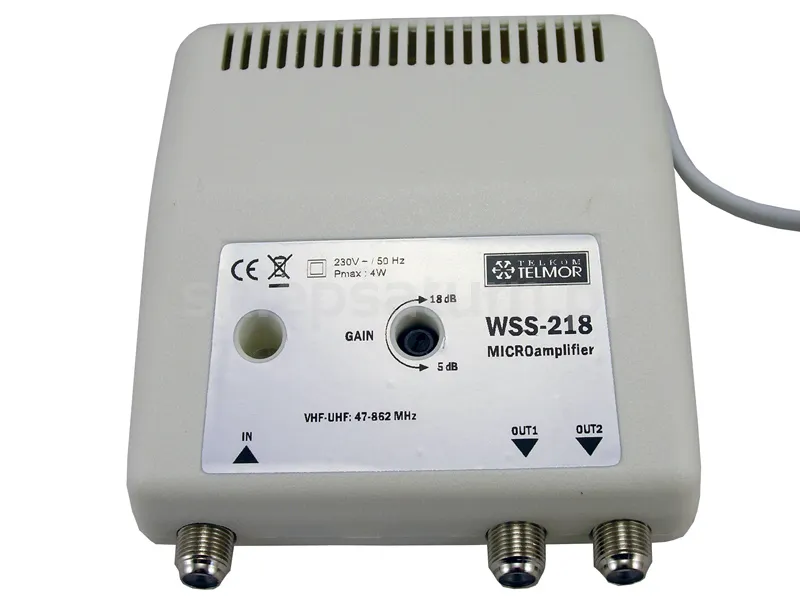 Mikrowzmacniacz A216 (WSS-218), 2 wyjścia, VHF/UHF, Telmor.