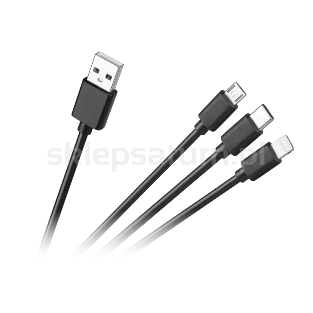 Kabel połączeniowy 3w1, USB A - micro/C/lightning 1.2m, Cabletech KPO3945
